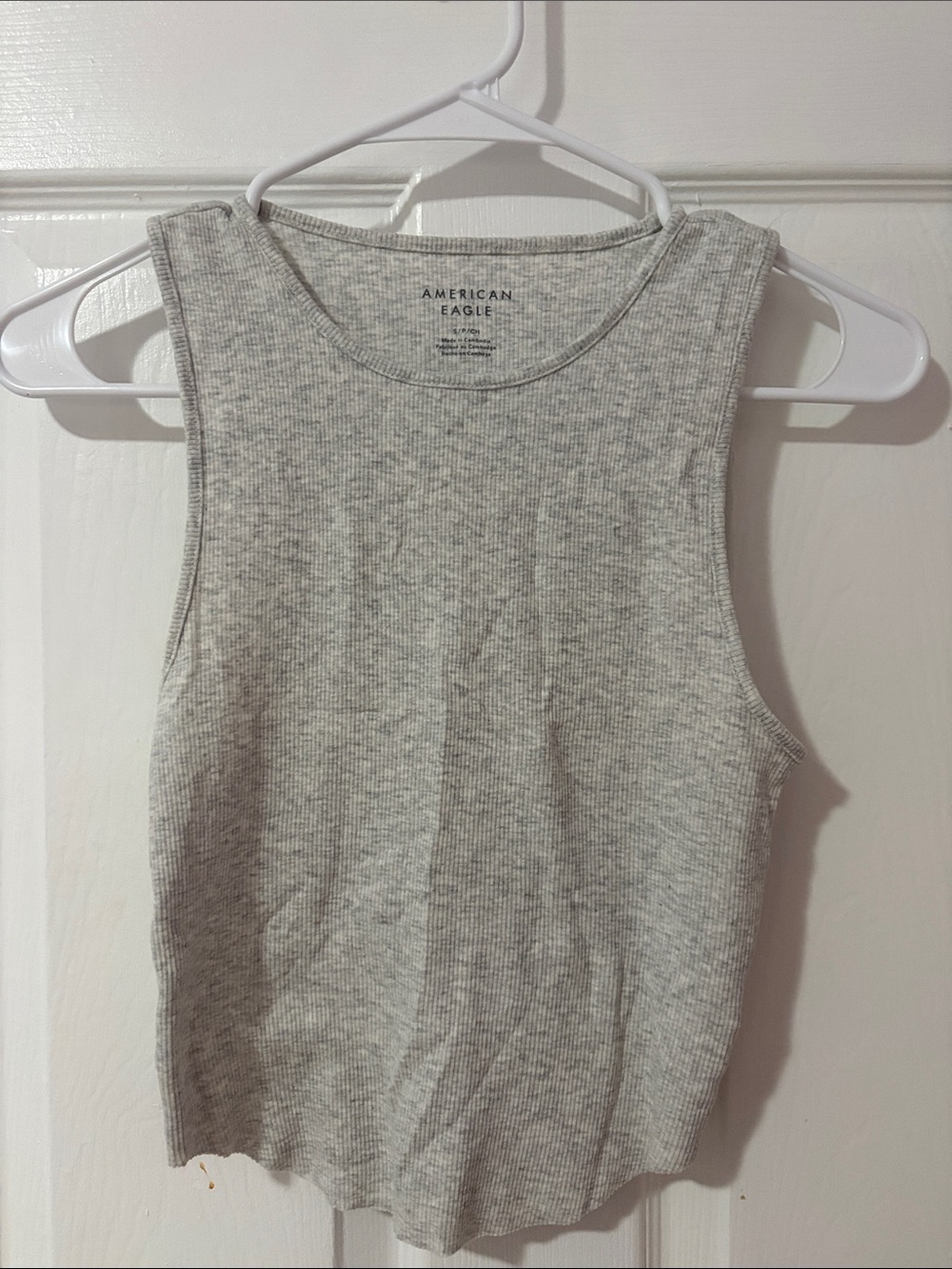 American Eagle Outfitters Light Gray Ribbed Crewneck Tank
